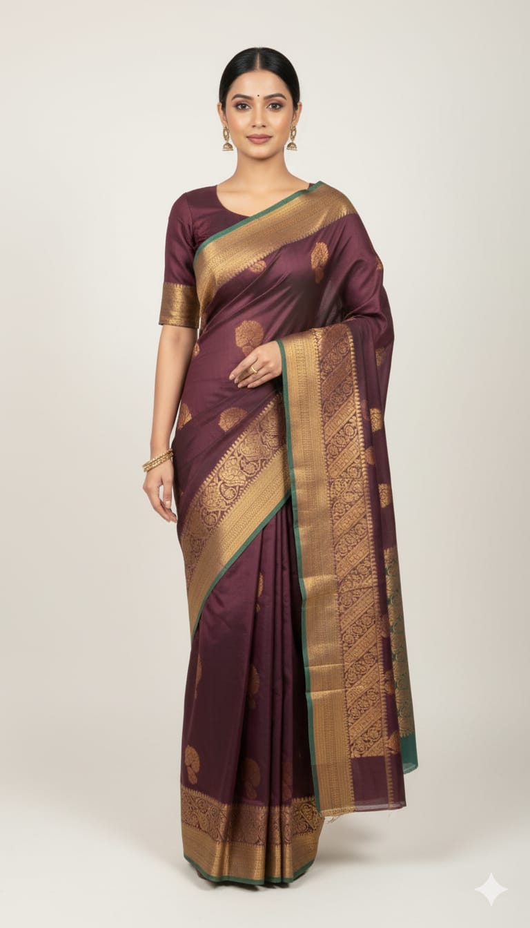 Kanjivaram Cotton Zari Work Saree