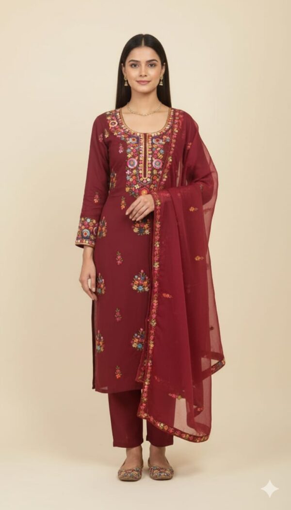 Phulkari Work Georgette Unstitched Suit