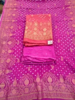 Bandhani Dola Silk Unstitched Suit Set for Women