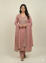 Pita Work Tissue Silk Unstitched Suit with Matching Dupatta