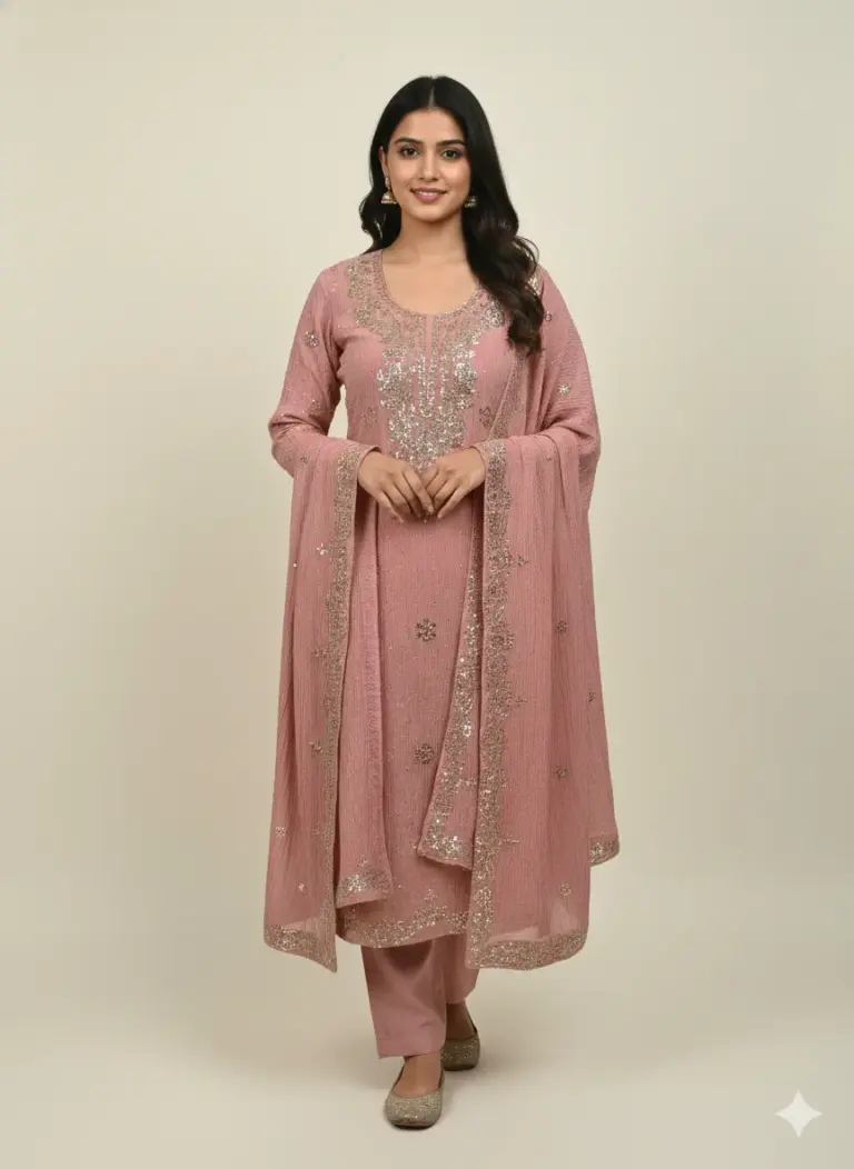 Pita Work Tissue Silk Unstitched Suit with Matching Dupatta