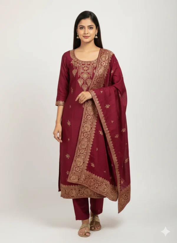 Dulha Silk Unstitched Suit Set for Women