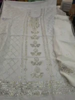 Pita Work Dyeable Organza Unstitched Suit