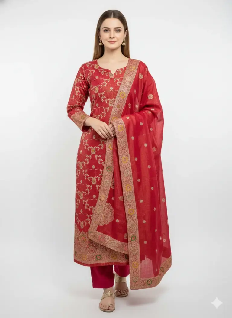 Tissue Silk Unstitched Suit Fabric for Women