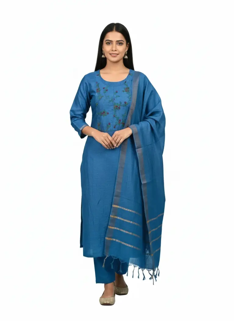 Tussar Silk Unstitched Suit Set for Women