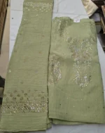 Pita Work Tissue Silk Unstitched Suit Fabric for Women