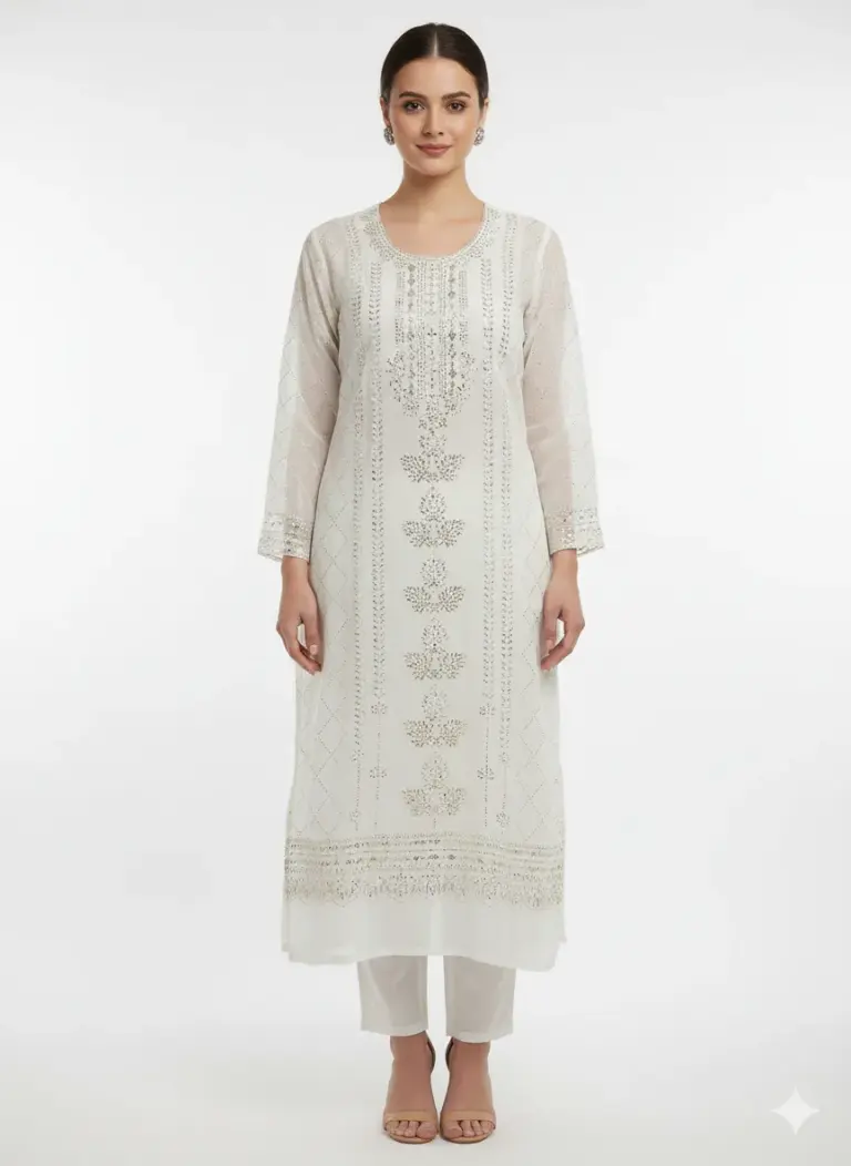 Pita Work Dyeable Organza Unstitched Suit