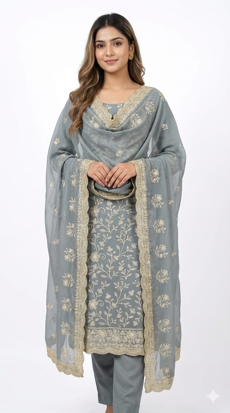 Organza Embroidered Suit Set