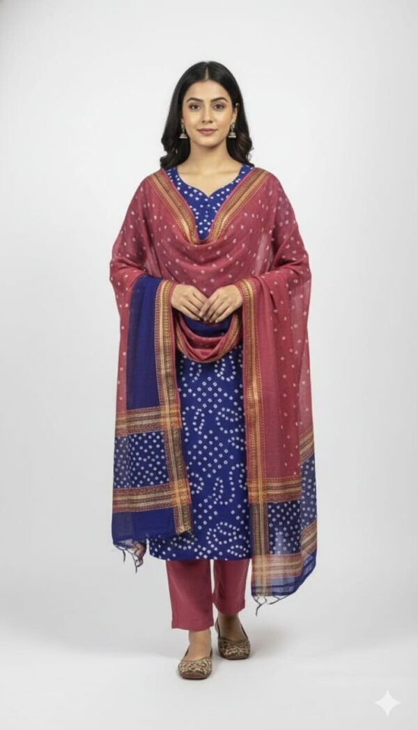 Bandhani Cotton Unstitched Suit