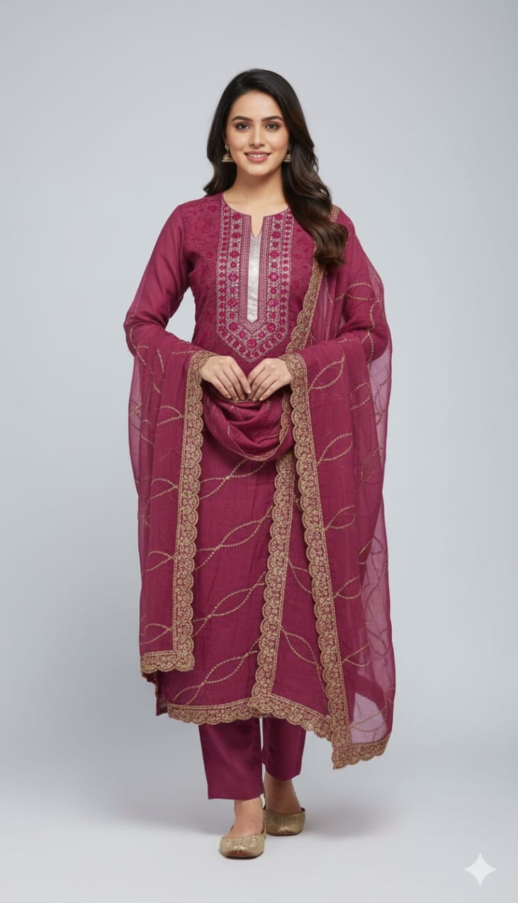 Malkha Silk Unstitched Suit