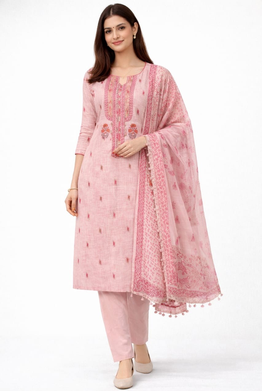 Linen Cotton Unstitched Suit