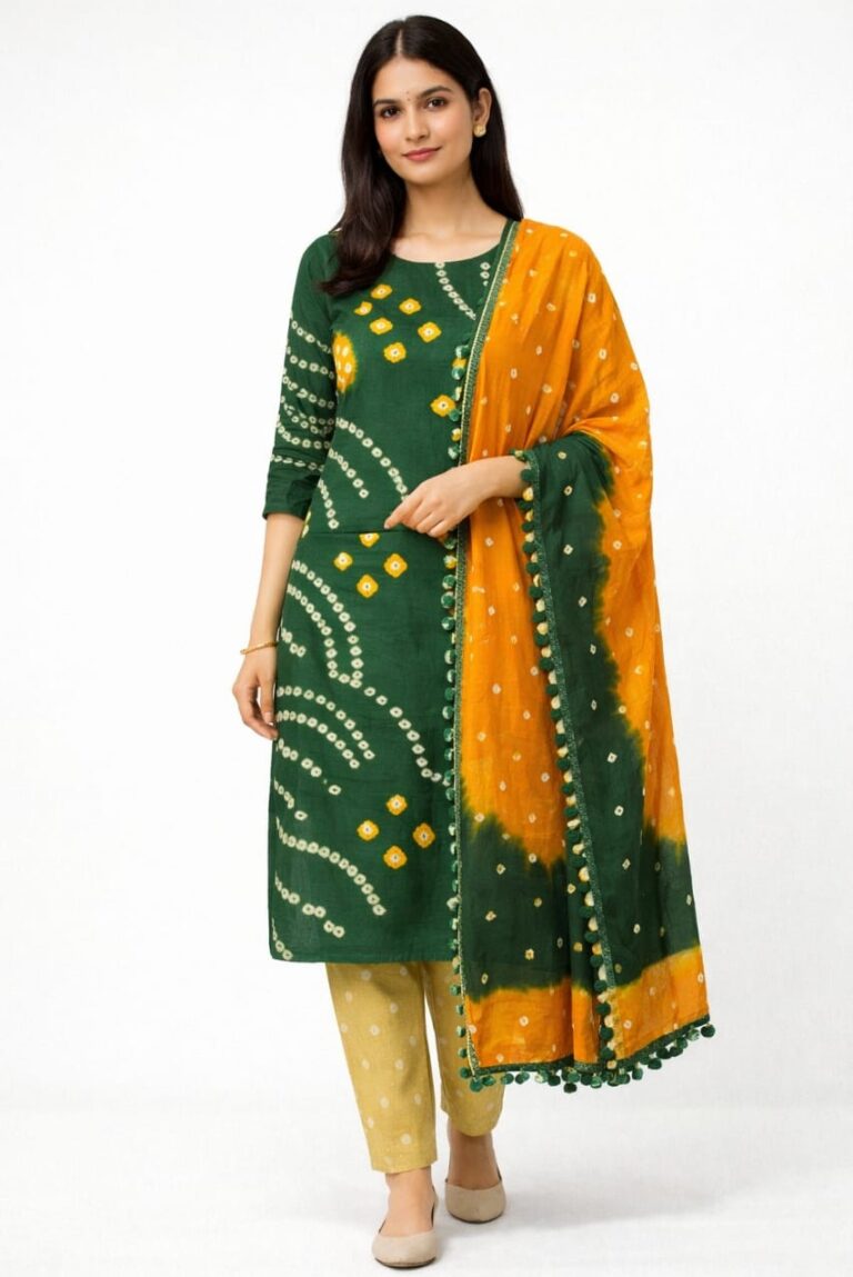Bandhani Cotton Unstitched Suit