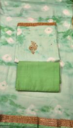 Premium Cotton Unstitched Suit Set with Embroidered Cotton Top, Chiffon Dupatta and Plain Cotton Bottom Elegant Ethnic Wear - Image 4